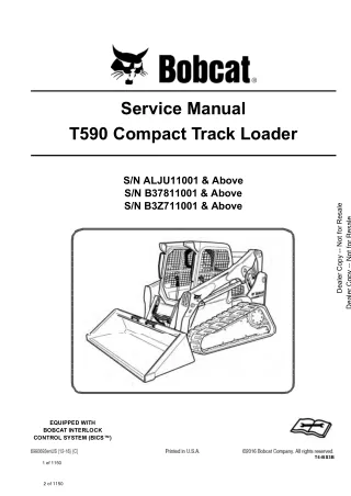 Bobcat T590 Compact Track Loader Service Repair Manual (SN B37811001 and Above)