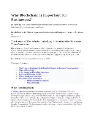 4 Key enterprise Blockchain Use-cases: