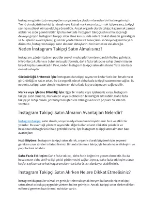 Instagram Takipçi Satın Al