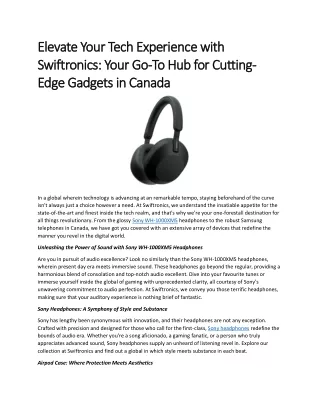 Elevate Your Tech Experience with Swiftronics