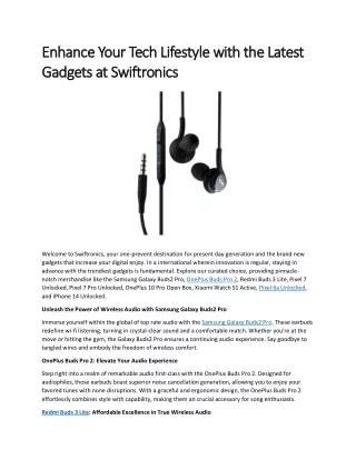 Enhance Your Tech Lifestyle with the Latest Gadgets at Swiftronics