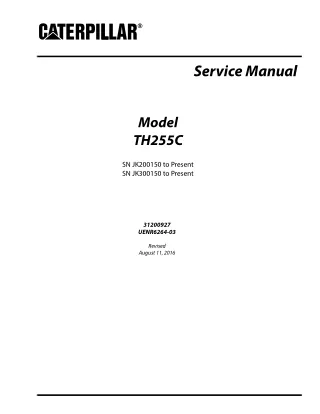 Caterpillar Cat TH255C Telehandler Service Repair Manual SN JK300150 to Present
