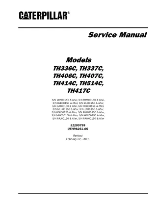 Caterpillar Cat TH336C Telehandler Service Repair Manual