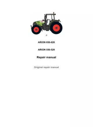 CLAAS ARION 550-520 HEXASHIFT (Type A34) Tractor Service Repair Manual Serial No. A3400050 and up