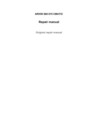 CLAAS ARION 660-510 CMATIC (Type A77) Tractor Service Repair Manual Serial No. A7700050 and up