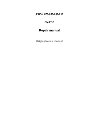 CLAAS AXION 830 CMATIC Tractor Service Repair Manual (Serial Number A6100100 and up)