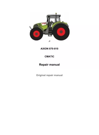 CLAAS AXION 850-810 CMATIC (Type A41) Tractor Service Repair Manual