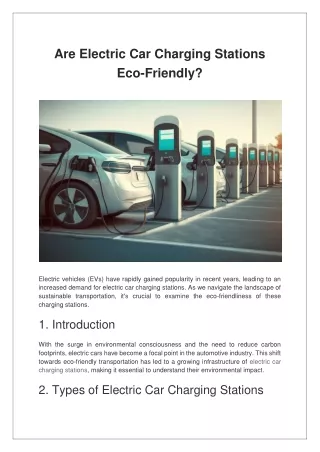 Are Electric Car Charging Stations Eco-Friendly?