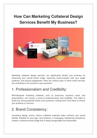 How Can Marketing Collateral Design Services Benefit My Business?