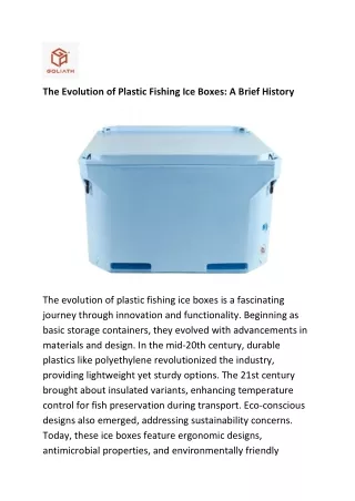 The Evolution of Plastic Fishing Ice Boxes