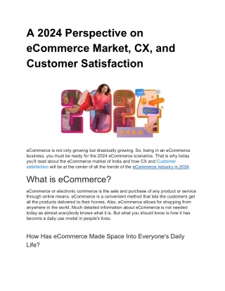 A 2024 Perspective on eCommerce Market, CX, and Customer Satisfaction