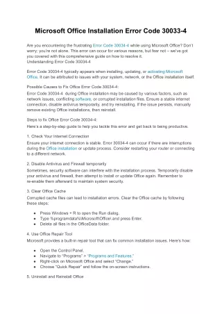 Microsoft Office Installation Error Code 30033-4