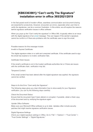 Can’t verify The Signature installation error in office 365_2021_2019