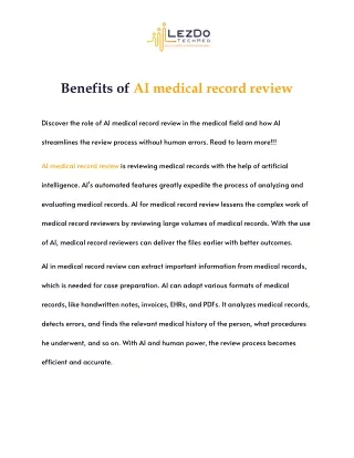 Benefits of AI medical record review