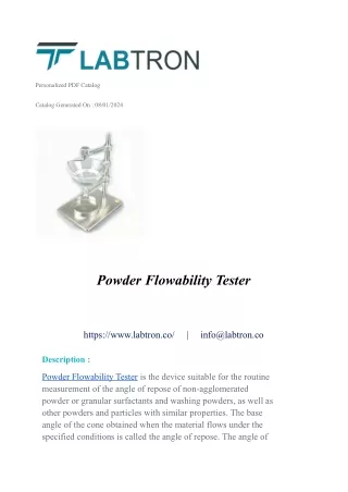 Powder Flowability Tester