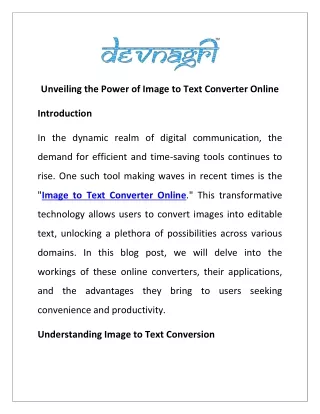 Unveiling the Power of Image to Text Converter Online