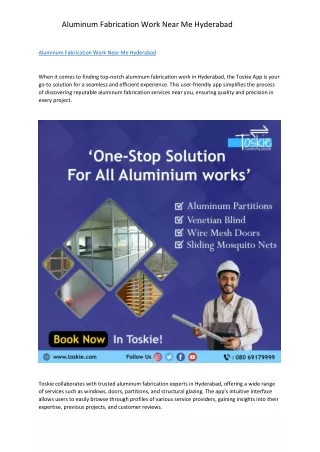 Aluminum Fabrication Work Near Me Hyderabad