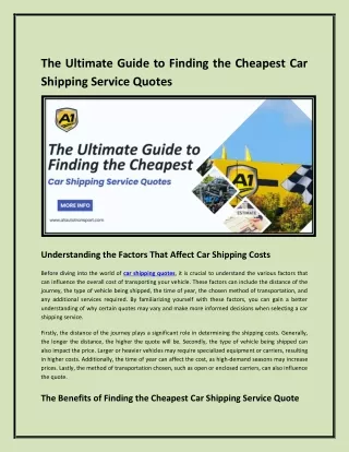 The Ultimate Guide to Finding the Cheapest Car Shipping Service Quotes