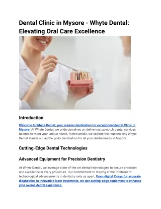 Dental Clinic in Mysore - Whyte Dental_ Elevating Oral Care Excellence