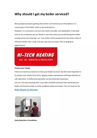 Why should I get my boiler serviced?