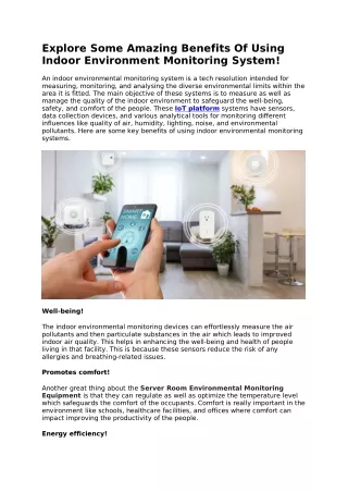 Explore Some Amazing Benefits Of Using Indoor Environment Monitoring System - UbiBot