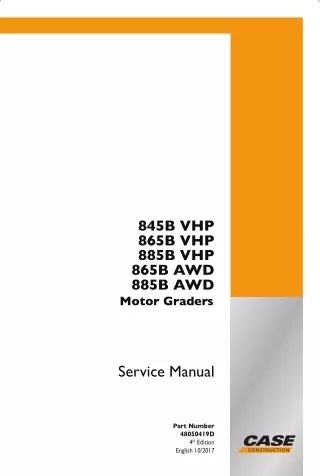 CASE 845B VHP Motor Grader Service Repair Manual