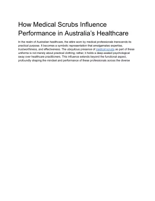 The Psychology Behind Scrubs_ How Medical Scrubs Influence Performance in Australian Healthcare Settings