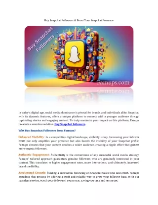 Buy Snapchat Followers & Boost Your Snapchat Presence