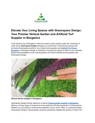 Elevate Your Living Spaces with Greenspace Design_ Your Premier Vertical Garden and Artificial Turf Supplier in Bangalor