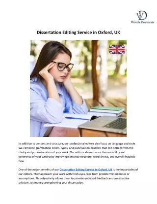 Dissertation Editing Service in Oxford, UK