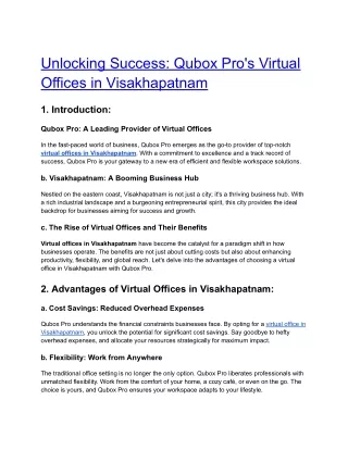 Unlocking Success_ Qubox Pro's Virtual Offices in Visakhapatnam