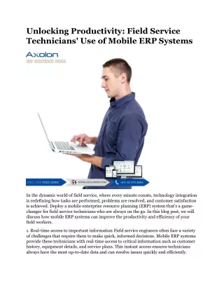 Unlocking Productivity Field Service Technicians' Use of Mobile ERP Systems