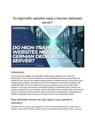 High-traffic websites really need a German dedicated server
