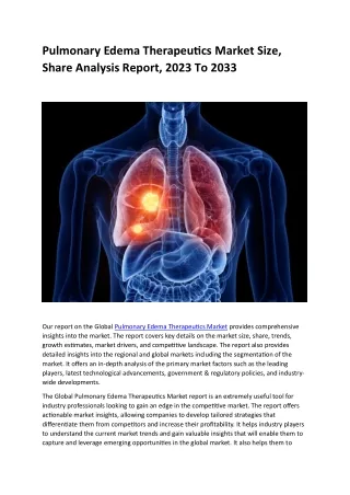 Pulmonary Edema Therapeutics Market Size