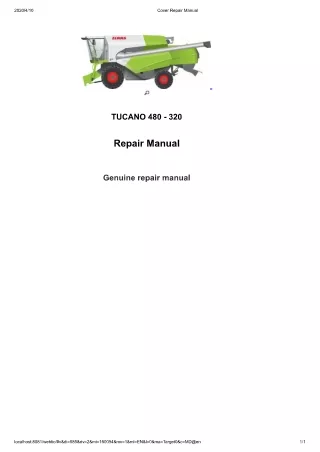 CLAAS TUCANO 330 Combine (Type 832) Service Repair Manual - Serial Number 83200011 and up