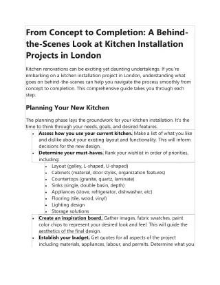 From Concept to Completion A Behind-the-Scenes Look at Kitchen Installation Projects in London