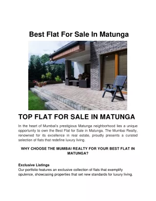 Best Flat For Sale In Matunga