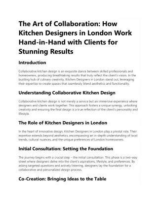 The Art of Collaboration How Kitchen Designers in London Work Hand-in-Hand with Clients for Stunning Results