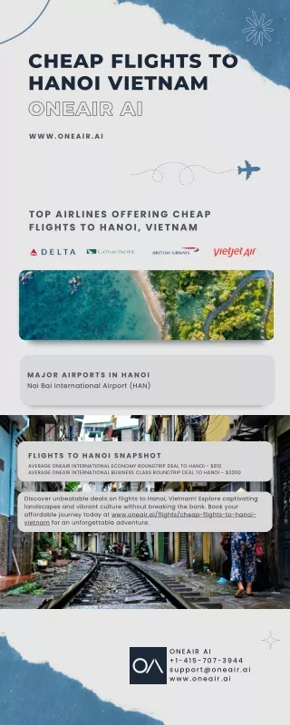 Cheap Flights to Hanoi Vietnam - OneAir AI