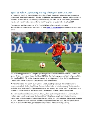Spain Vs Italy A Captivating Journey Through in Euro Cup 2024