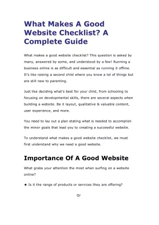 What Makes A Good Website Checklist