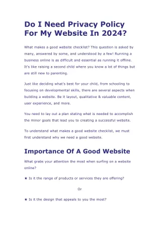 Do I Need Privacy Policy For My Website In 2024