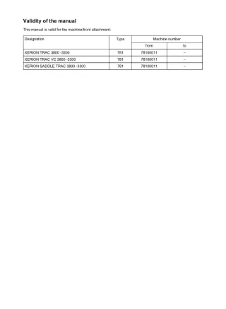 CLAAS XERION SADDLE TRAC 3800 -3300 Tractor Service Repair Manual (Serial No. 78100011 and up)