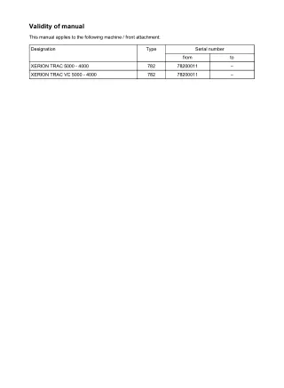 CLAAS XERION TRAC (VC) 5000-4000 Tractor (Type 782) Service Repair Manual (Serial number 78200011 and up)