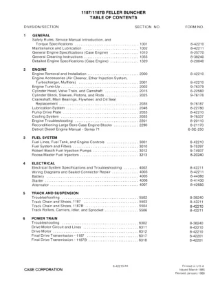 CASE 1187B Feller Buncher Service Repair Manual