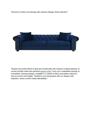 _Discover Comfort and Savings with Azilure's Sleeper Sofa Collection_