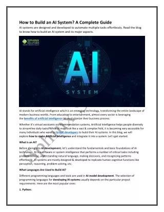 How to Build an AI System A Complete Guide