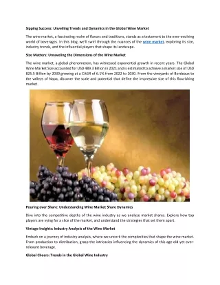 Wine Market Research Reports