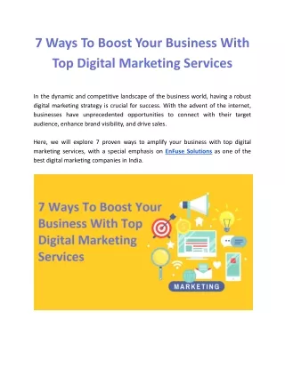 7 Ways To Boost Your Business With Top Digital Marketing Services