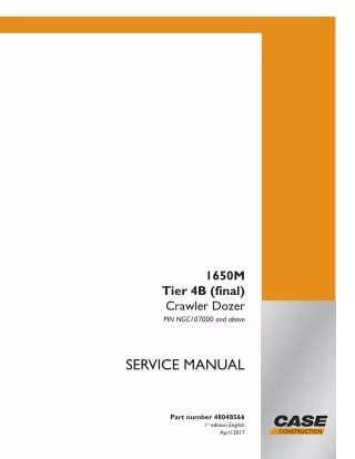 CASE 1650M Tier 4B (final) Crawler Dozer Service Repair Manual (PIN NGC107000 and above)